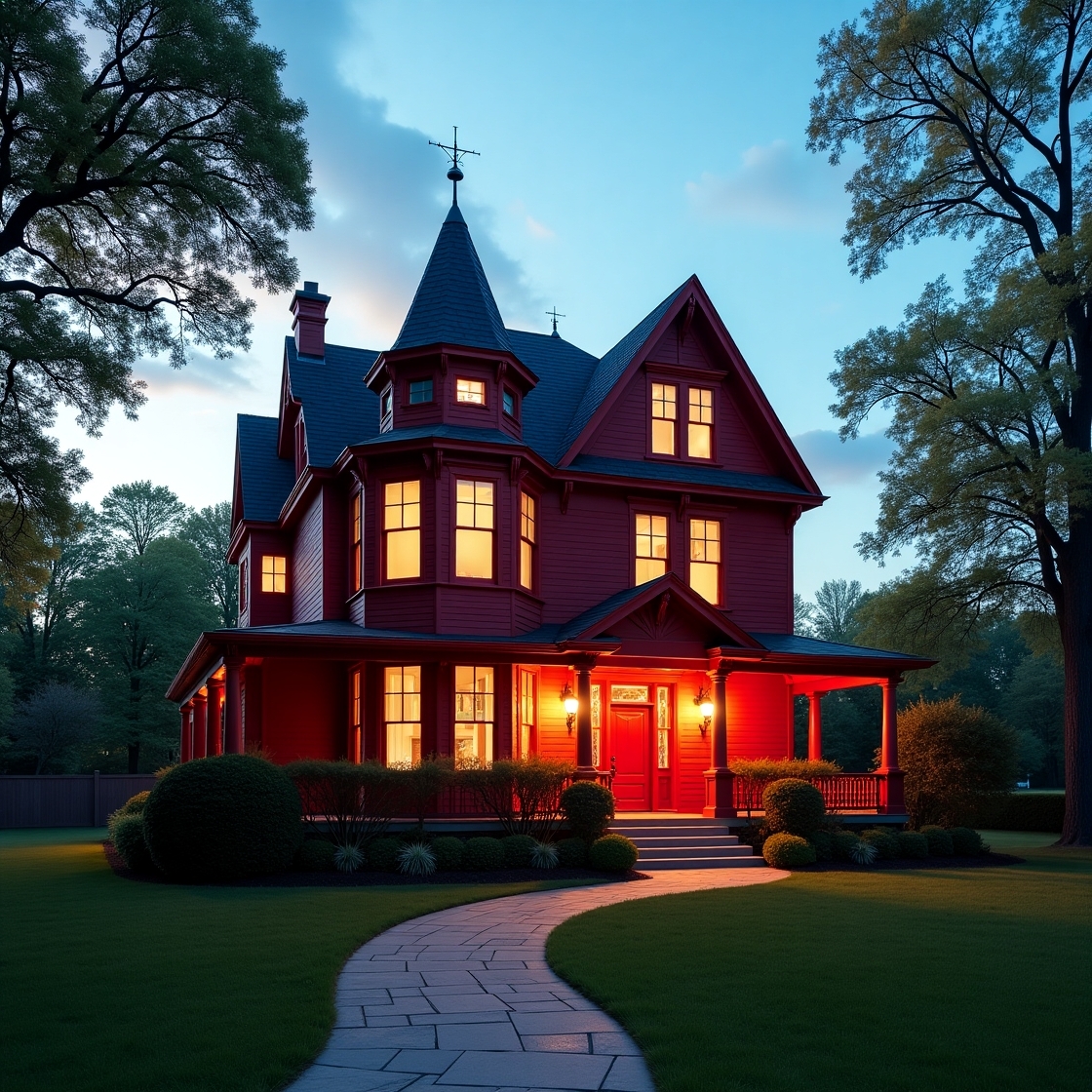 Flux_Dev_A_brightly_lit_vibrant_red_Victorianstyle_house_with__1